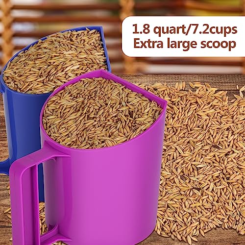 Feed Scoop - Grain Scoop for Horse,Heavy Duty Plastic Large Food Scoop for Large Dogs Livestock 1.8 Quart/7.2Cups (Purple) - color: Purple
