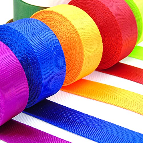 12 Rolls Nylon Webbing 1 inch 1.5 inch 2 inch Nylon Strap Webbing Straps Backpack Straps Nylon Belt, 10 25 50 3.3 Yards Webbing Strapping - size: 1 inch-3.3 yards, style: A-12 Colors