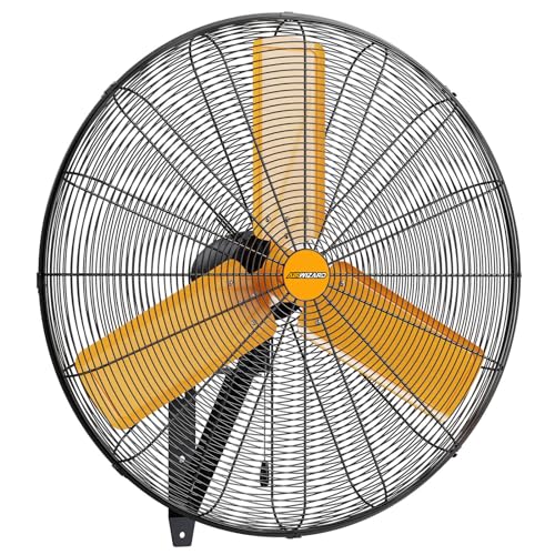 24 inch Oscillating High Velocity Wall Mount Fan, 7600 CFM Industrial Heavy Duty Metal Wall Fan, 3 Speeds, Adjustable Height and Tilt, Commercial Shop Fans for Garage, Workshop - size: 24 Inch - Indoor