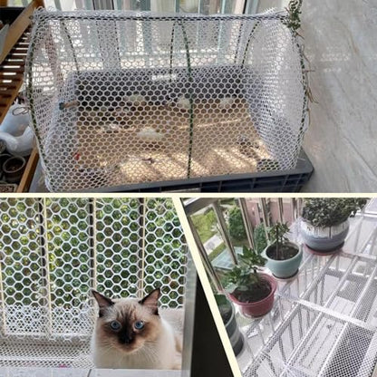 Plastic Wire Mesh Fence 16in x 10Ft Plastic Chicken Wire Mesh for Poultry, Dogs, Rabbit, Snake Barrier & Gardening Versatile Plastic Fencing (16in x 10Ft, White) - color: White, size: 16in x 10Ft