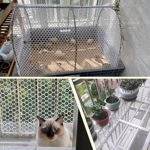 Plastic Wire Mesh Fence 16in x 20Ft Plastic Chicken Wire Mesh for Poultry, Dogs, Rabbit, Snake Barrier & Gardening Versatile Plastic Fencing (16in x 20Ft, White) - color: White, size: 16in x 20Ft