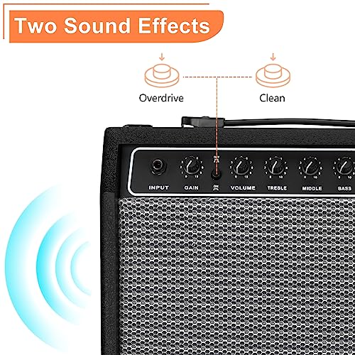 Ktaxon 40Watt Electric Guitar Amplifier, Portable Electric Guitar Amp with 8" Speaker, Headphone Jack & Aux Input Bass, Volume, Treble, and Gain Controls for Beginner, Advance Practice