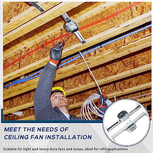 Therwen 4 Pcs Adjustable Ceiling Fan Electrical Box Brace Light Fixtures Ceiling Fan Mounting Bracket, 14.2 Inches in Length