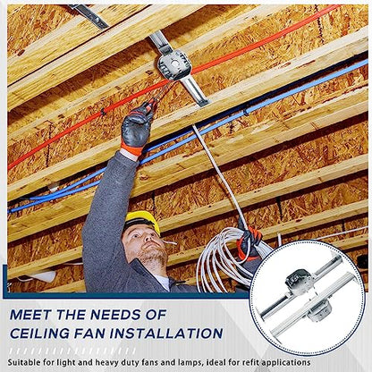 Therwen 4 Pcs Adjustable Ceiling Fan Electrical Box Brace Light Fixtures Ceiling Fan Mounting Bracket, 14.2 Inches in Length