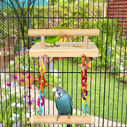 FrgKbTm Bird Perches Cage Toys Parrot Wooden Platform Play Gyms Exercise Stands with Acrylic Wood Swing Ferris Wheel Chewing for Animals Green Cheeks, Baby Lovebird, Chinchilla, Hamster Budgie - color: Platform+Swing