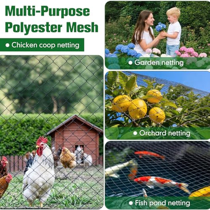 50 x 100 ft Bird Netting for Chicken coop 2.4" Mesh Poultry Netting, Protects Garden, Fruit Trees & Poultry from Birds & Small Animals