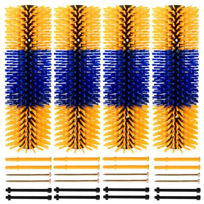 4Pcs Livestock Scratching Brush, Fence Mounted Horse Scratcher Post, Self-Grooming Back Scratcher with Screws for Horses, Cows, Goats, Cattle, Sheep, Promotes Cleanliness - size: 4 Pack