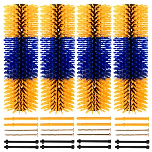 4Pcs Livestock Scratching Brush, Fence Mounted Horse Scratcher Post, Self-Grooming Back Scratcher with Screws for Horses, Cows, Goats, Cattle, Sheep, Promotes Cleanliness - size: 4 Pack