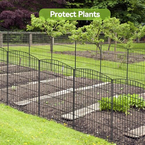 INJOPEXI Decorative Garden Fence 6 Panels 13ft (L)×36in (H) Animal Barrier Fences with 6 Panels Rustproof Metal Wire No Dig Rabbit Fencing Dog Fence for Outdoor Backyard Patio - Without Fence Gate - size: 6 Panels 13ft(L)-36"(H) - Without Gate
