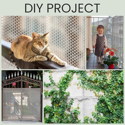 Landical 6 Rolls Plastic Chicken Wire Fencing Mesh 120 x 15.7 Inch Each Plastic Mesh Fence with Zip Ties Hexagonal Poultry Netting Garden Fencing Cat and Bird Netting (White) - color: White