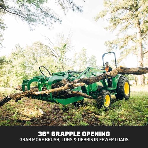 Titan Attachments 60" Standard Series Root Grapple Bucket Fits John Deere Hook and Pin, Dual Cylinder Hydraulic Design for Medium-Duty Jobs Like Clearing Brush, Branches, and Roots
