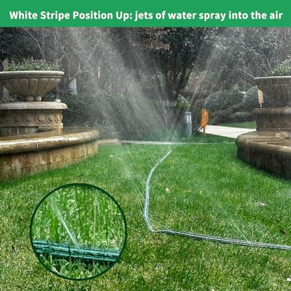 Watoo 2026 Sprinkler Hose & Soaker Hose for Yard - 100 FT Reinforced Flat Garden Hose with Holes, Heavy Duty No-Kink Lawn Irrigation Hose (Includes Stakes, High Pressure Spray) - size: 100FT(50FT*2)