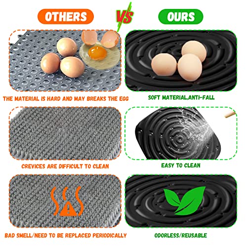 Skimzy Chicken Nesting Box Pads, 12 x 12 in Washable Reusable Nest Box Liners, 6-Pack, Breathable Drainage Design, Black