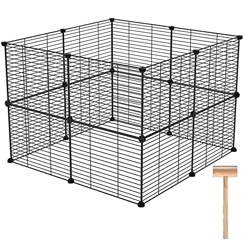 C&AHOME Pet Playpen, Small Animals Supplies, 16 Panels Exercise Playpens Cage, C Grids Portable Yard Fence Indoor, Ideal for Guinea Pigs, Pet Products, DIY Metal Yard Fence, 12" × 15" Black UPPM3416B - color: Black, style: 16 Panels