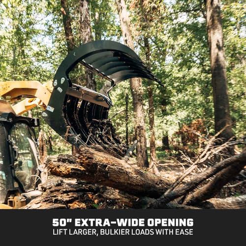 Titan Attachments 84" Extreme Root Grapple Rake Attachment, Universal Quick Tach Connection, Twin 3,000 PSI Cylinders, Replaceable Forged Steel Teeth, Tractor Accessories - style: 84 in.