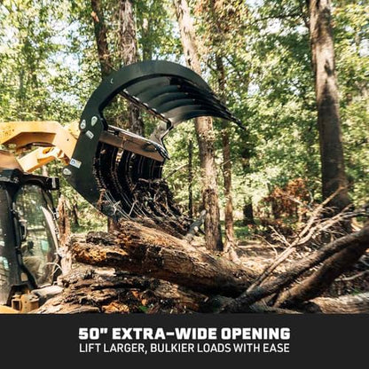 Titan Attachments 84" Extreme Root Grapple Rake Attachment, Universal Quick Tach Connection, Twin 3,000 PSI Cylinders, Replaceable Forged Steel Teeth, Tractor Accessories - style: 84 in.