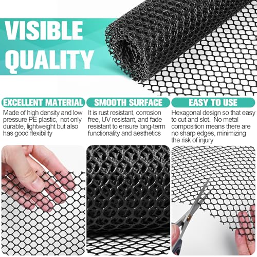 Plastic Mesh Fence Sheet 15.7IN x 50FT - 0.3IN Opening Plastic Chicken Wire Netting Roll Durable for Dogs, Poultry, Puppy, Garden Snake Barrier with 50 Pcs Zip Ties - Black - color: Black, size: 15.7IN x 50FT + 50Ties