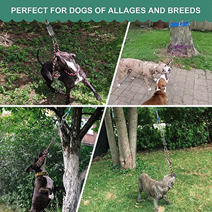 HOPET Dog Outdoor Bungee Hanging Toy, Tether Tug of War Toys for Medium to Large Dog to Exercise, Durable Interactive Tug Toy, Dog Rope Toys - color: 1-Blue