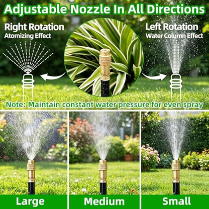360° Adjustable Drip Irrigation System - Compatible 1/4" Irrigation System, 98FT Garden Watering Atomizing System with 30pcs Nozzles, Greenhouse Accessories for Yard, Lawn, Plants, Garden (98Ft) - size: 98Ft