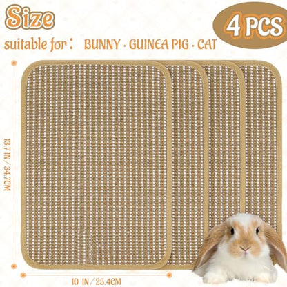 Rabbit Scratching Pad, Sisal Scratching Pad for Bunny, Guinea Pig, Cat. Resting Mats for Cages, Forage Grass Mat Indoor Essentials Accessories (4PCS) - size: TZZB-4PCS