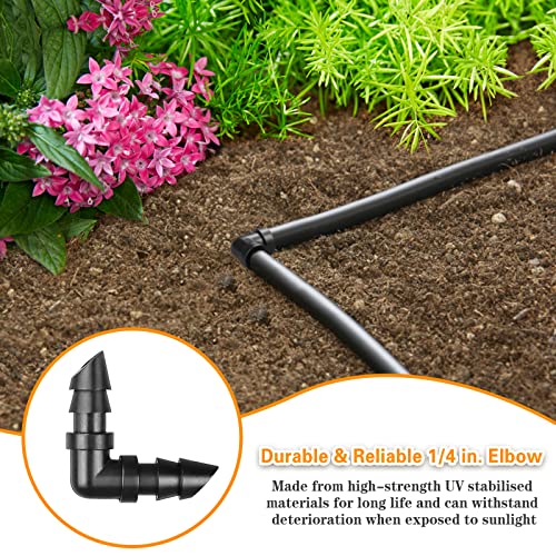 Gardrip Drip Irrigation Elbow Fittings：50 Pieces Barbed Elbow Irrigation Parts with Sharp End Fits for 1/4 Inch Irrigation Tubing Drip Line Elbow Connectors for Garden Lawn Irrigation System - color: Elbow-50P