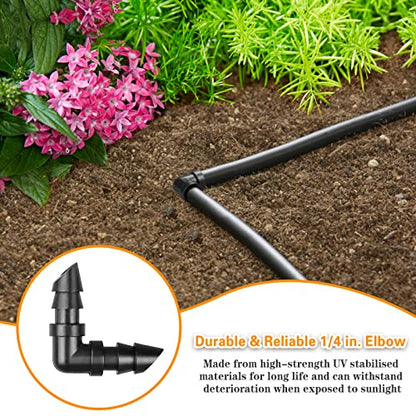 Gardrip Drip Irrigation Elbow Fittings：50 Pieces Barbed Elbow Irrigation Parts with Sharp End Fits for 1/4 Inch Irrigation Tubing Drip Line Elbow Connectors for Garden Lawn Irrigation System - color: Elbow-50P