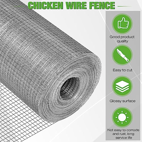 Tatuo Hardware Cloth 1/2 Inch 36in x 150ft Hot Dip Galvanized After Welded Cage Mesh Rolls 21 Gauge Metal Chicken Wire Roll Wire Fencing Poultry Netting for Raised Garden Rodent Animals - color: Silver, size: 36in X 150ft