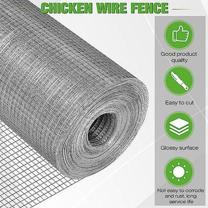 Tatuo Hardware Cloth 1/2 Inch 36in x 150ft Hot Dip Galvanized After Welded Cage Mesh Rolls 21 Gauge Metal Chicken Wire Roll Wire Fencing Poultry Netting for Raised Garden Rodent Animals - color: Silver, size: 36in X 150ft