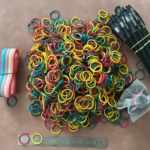 Foshine Rubber Bands Small Mini Elastic Band Yellow Blue Green Red 1300pcs Rubber Band 1.2inch Office Supplies Home Inside Diameter 0.63in (Multicolour)