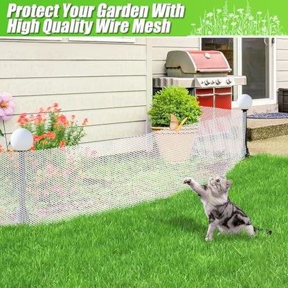 White Plastic Wire Mesh Fence Roll - 15.7IN x 20FT Plastic Chicken Wire Mesh for Poultry， Chicken Puppy Rabbit, Floral-Plastic Fence - color: White-15.7IN×20FT