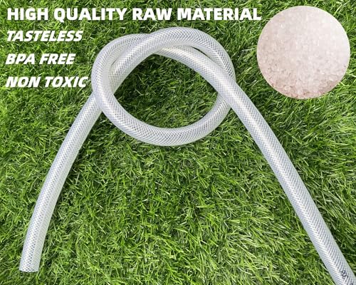 1 1/4" ID- 10 Ft High Pressure Braided Clear PVC Vinyl Tubing Flexible Tube Heavy Duty Reinforced Hose Tubing - size: 10 ft, style: 1 1/4'' ID x 1 5/8" OD