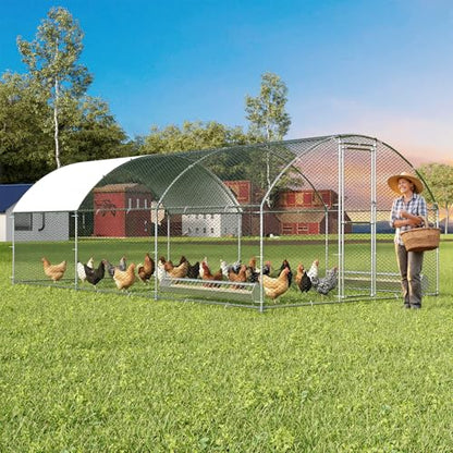 Garvee Large Metal Chicken Coop, for 20/30 Chickens, Outdoor Walk in Poultry Cage, 19.69 x 9.84 x 6.56 ft - size: 19.69 x 9.84 x 6.56 ft