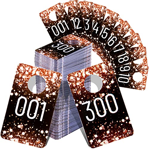 Jetec Live Plastic Number Tags, Consecutive Reusable Normal and Mirrored Image Number Tags for Live Coat Room Hanger Cards - color: Champagne Gold