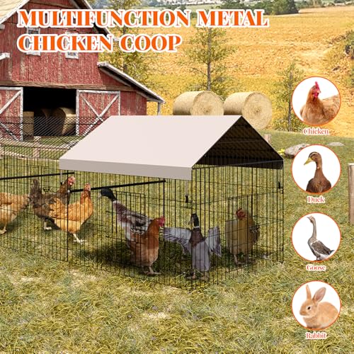 Chicken Coop 130"×40" Chicken Runs for Yard with Cover Outdoor Metal Chicken Coop for Small Animals Duck Rabbit Hen - size: 44.9"L x 3.4"W x 27.6"H