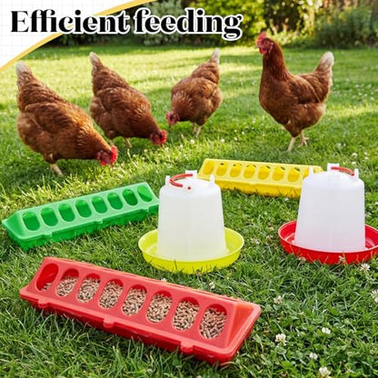 12 Pack Chick Feeder and Waterer Set, Baby Chicken Supplies with Chicks Feeder Trough and 1l Hanging & Automatic Waterer, Chicken Starter Kit for Small Poultry Ducks Quail Coop
