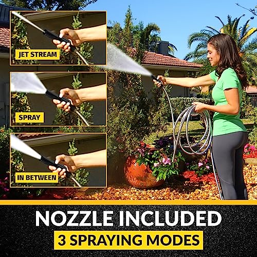 BIONIC STEEL 50 Ft Metal Garden Hose with Sprayer Nozzle,Non Kinking Stainless Steel Heavy Duty Hose 50Ft x 5/8 in. Ultra Flexible NON Expandable for Uninterrupted Water Flow,500 PSI,(Pack of 4) - size: 50' (Pack of 4)