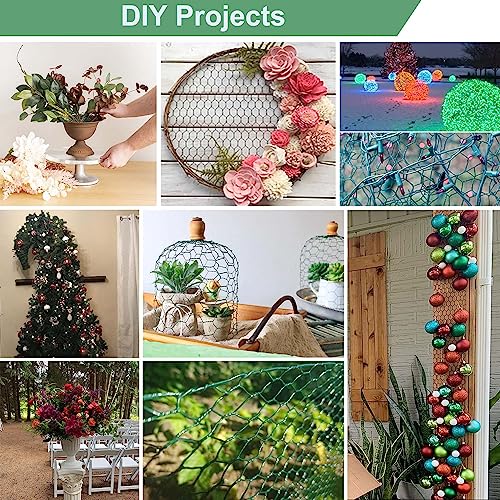 Mklsit Chicken Wire 15.7 x 315 Inches Chicken Wire Fencing Mesh Green PVC Coated Floral Chicken Wire for Crafts Poultry Garden, Hexagonal Galvanized Chicken Coop Rabbit Wire Fencing Netting - size: 15.7 x 315 Inches