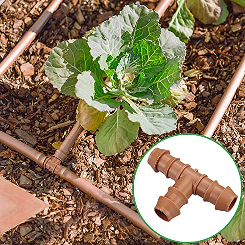 21-Pack Drip Irrigation Universal Barbed Tee Fitting, Barbed Connectors for 1/2" Drip Tubing - size: 21P-Tee