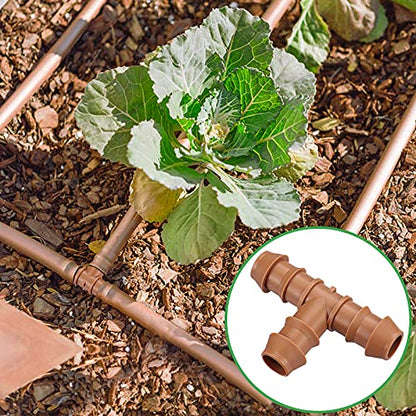 21-Pack Drip Irrigation Universal Barbed Tee Fitting, Barbed Connectors for 1/2" Drip Tubing - size: 21P-Tee