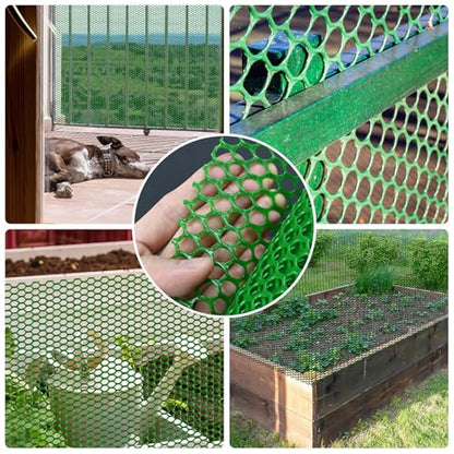 Plastic Wire Mesh Fence 16IN x 33FT, Green Plastic Net, Suitable for Poultry, Dogs, Rabbits, Snakes, Garden Barrier, Balcony Pet Fence, Chicken Fence - color: Green, size: 16IN x 33FT