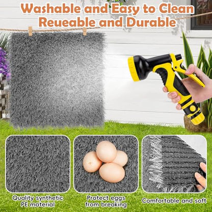 Hamiledyi Chicken Nesting Pads 6 Pcs Washable and Reusable Nesting Pads for Chicken Coop Artificial Grass Rug Carpet Synthetic Turf Mat Garden Lawn Bedding for Chicken Hen Small Pets(Grey, 12"x12") - size: 6 Pcs Grey
