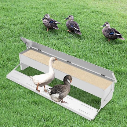 Automatic Galvanized Chicken Feeder, 22LBS Large Capacity Poultry Feeders Treadle Metal Treadle Feeder with Treads Non-Slip Grooves for Chickens Bantams Poultry Pheasants