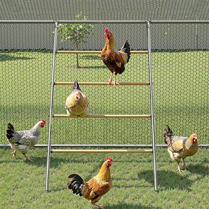 UDPATIO Chicken Roosting Perch 55" L x 40" W, 4-Tier Heavy Duty Metal & Wood Roost Bars for Coop Silver M - size: 55*40 IN