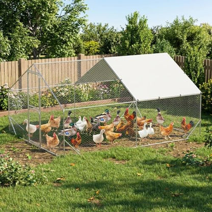 CuisinSmart Large Metal Chicken Coop, Walk in Chicken Runs with Cover for Yard, Large Chicken Coop with Double Door and Strengthen Support for Outdoor Farm Yard (13.1'L x 9.8'W x 6.6'H) - size: 118.1"L x 153.8"W x 78.4"H
