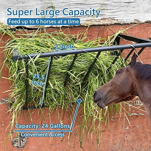 Horse Hay Feeder, 31.5'' Long Livestock Hay Feeder with 24 Gallon Large Capacity, Carbon Steel Wall Mounted Hay Rack for Horses, Sheep, Goats, Indoor Outdoor Uses - size: 31.5INCH