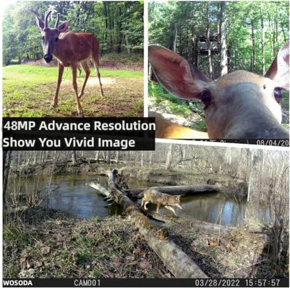 WOSODA 2 Pack Trail Cameras with Night Vision Motion Activated Waterproof,48MP Hunting Game Camera,1080P HD Trail Cam for Wildlife Monitoring,Outdoor Scouting & Security(Non-Cellular Non-WiFi) - color: 2Pack