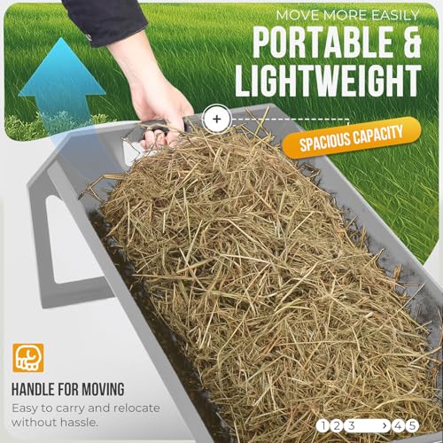 ECOTRIC Livestock Feeder, 45" Length for 10Sheeps Once, 22 Gallon Feeder | Trough for Horse, Goat, Sheep, Cattle, Cow, Alpaca Steel Powder Coated Silvery - color: Silvery