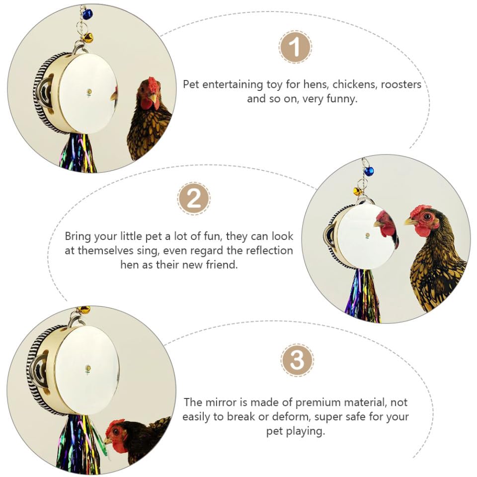 VANZACK Stainless Steel Double-Sided Mirror Drum Toy for Hens and Roosters Engaging Pet Plaything for Chickens Promotes Activity and Intellectual Development