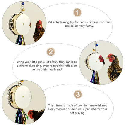 VANZACK Stainless Steel Double-Sided Mirror Drum Toy for Hens and Roosters Engaging Pet Plaything for Chickens Promotes Activity and Intellectual Development