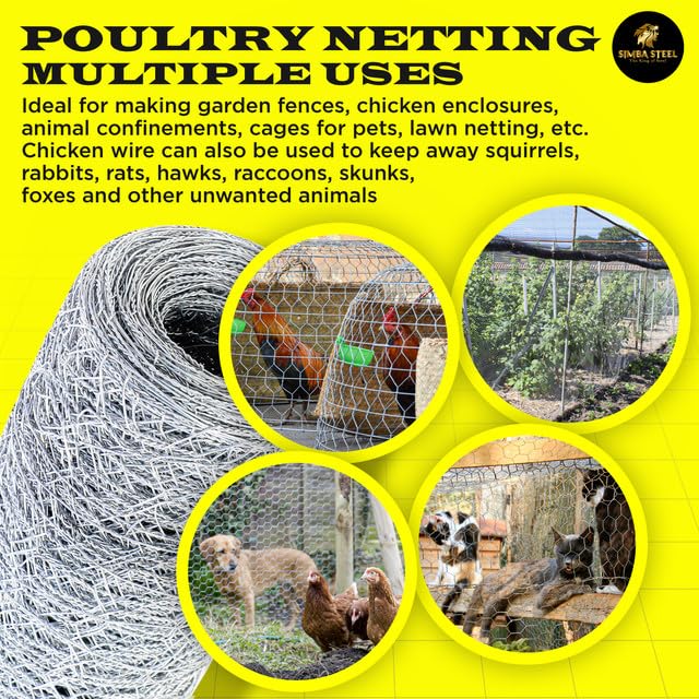 Chicken Wire 12 in x 150 FT x 2” Mesh x 20GA | Poultry Wire Netting | Hot Dipped Galvanised | Hexagonal Galvanized Mesh for Chicken Coop, Rabbit Cage, Fence Barrier PM12x150x2 - style: 12 in x 150 FT x 2 in